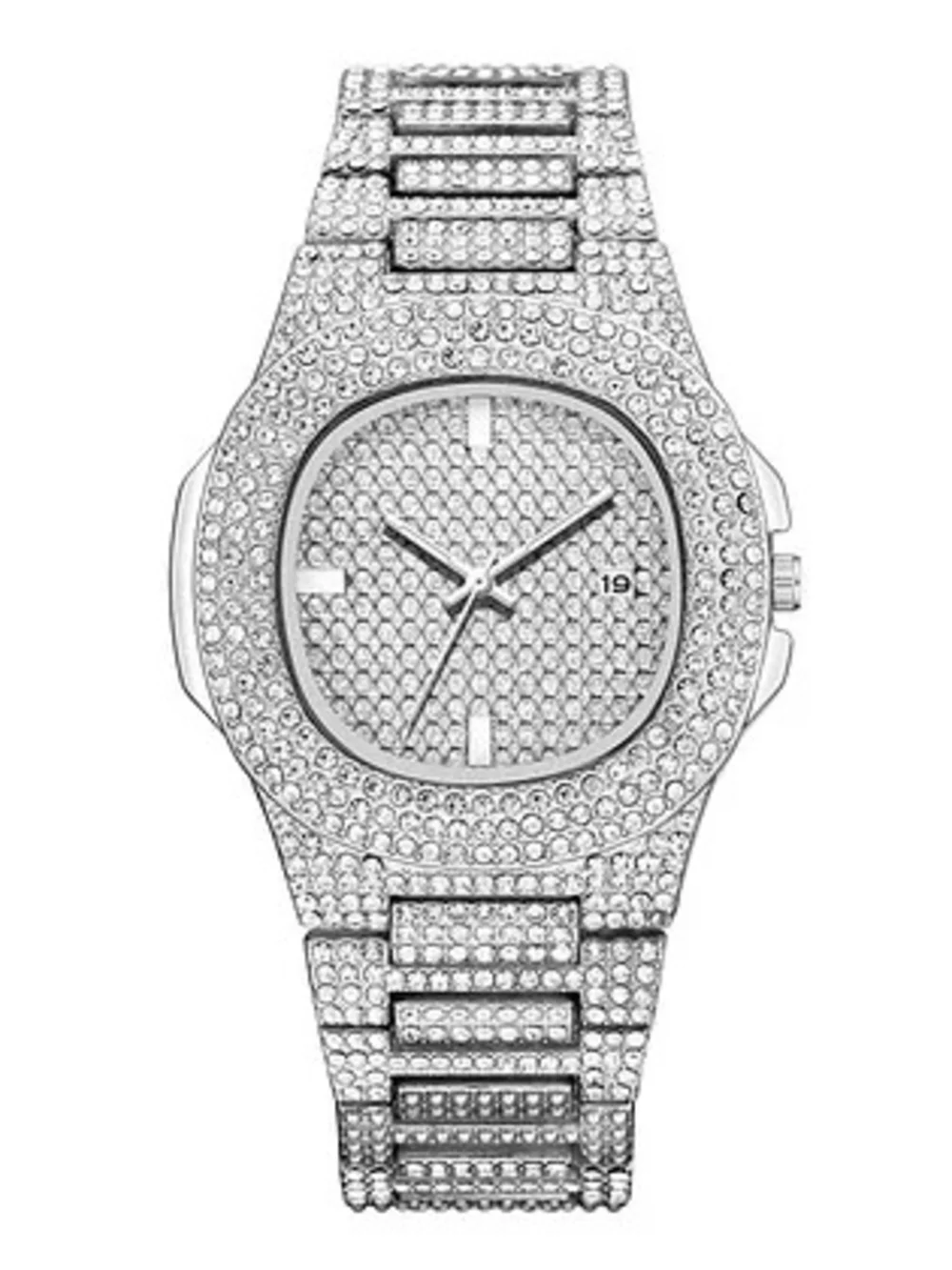 Men's Silver Crystal-Embellished Watch